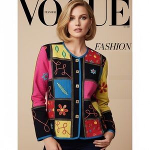 Vtg New Directions Patchwork Colorful 70s Retro Mod Boho Style Small Jacket S